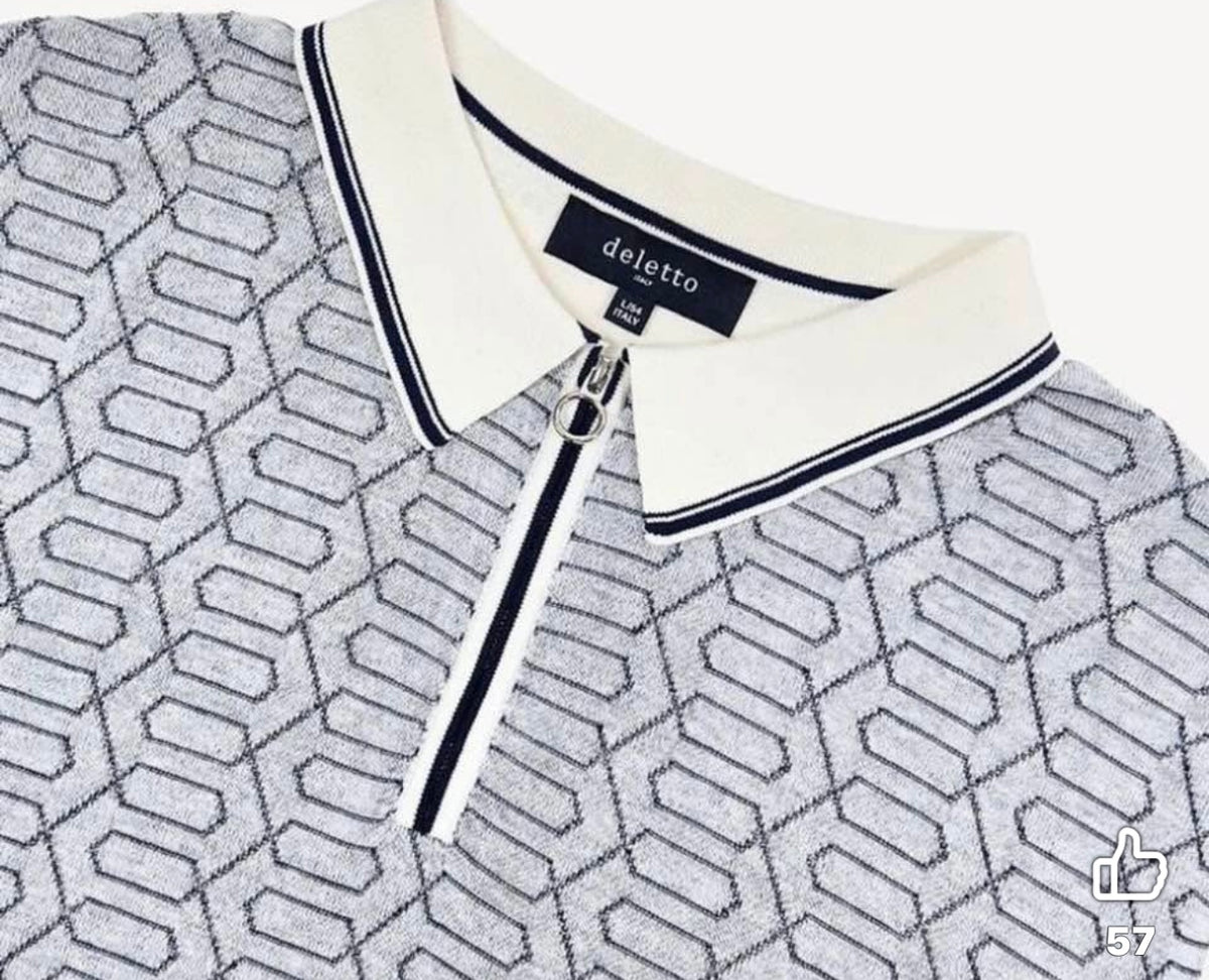 Gray and Black Short Sleeve Deletto